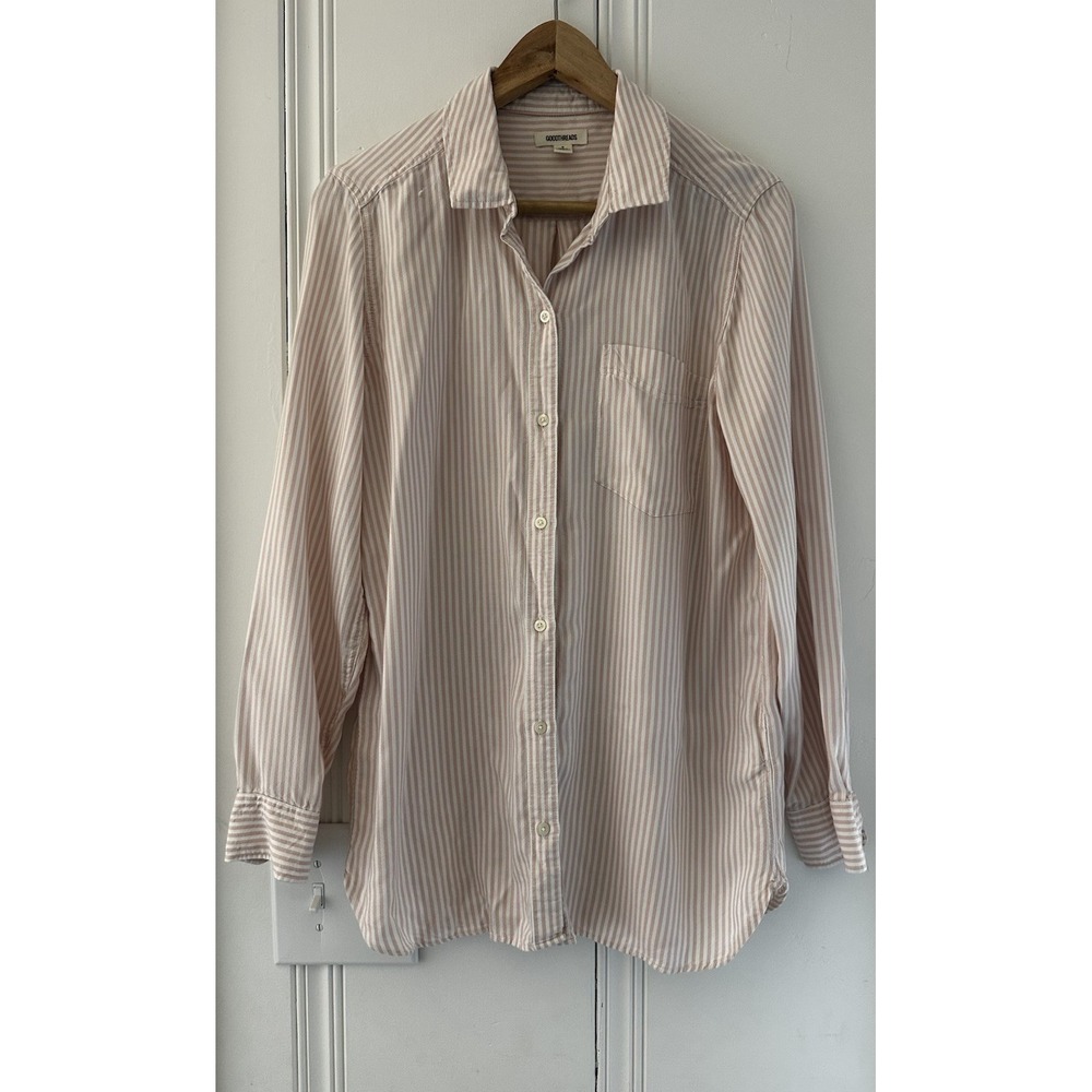 Goodthreads Pink Stripe Button Down Shirt Small Coastal Soft Girl Minimalist